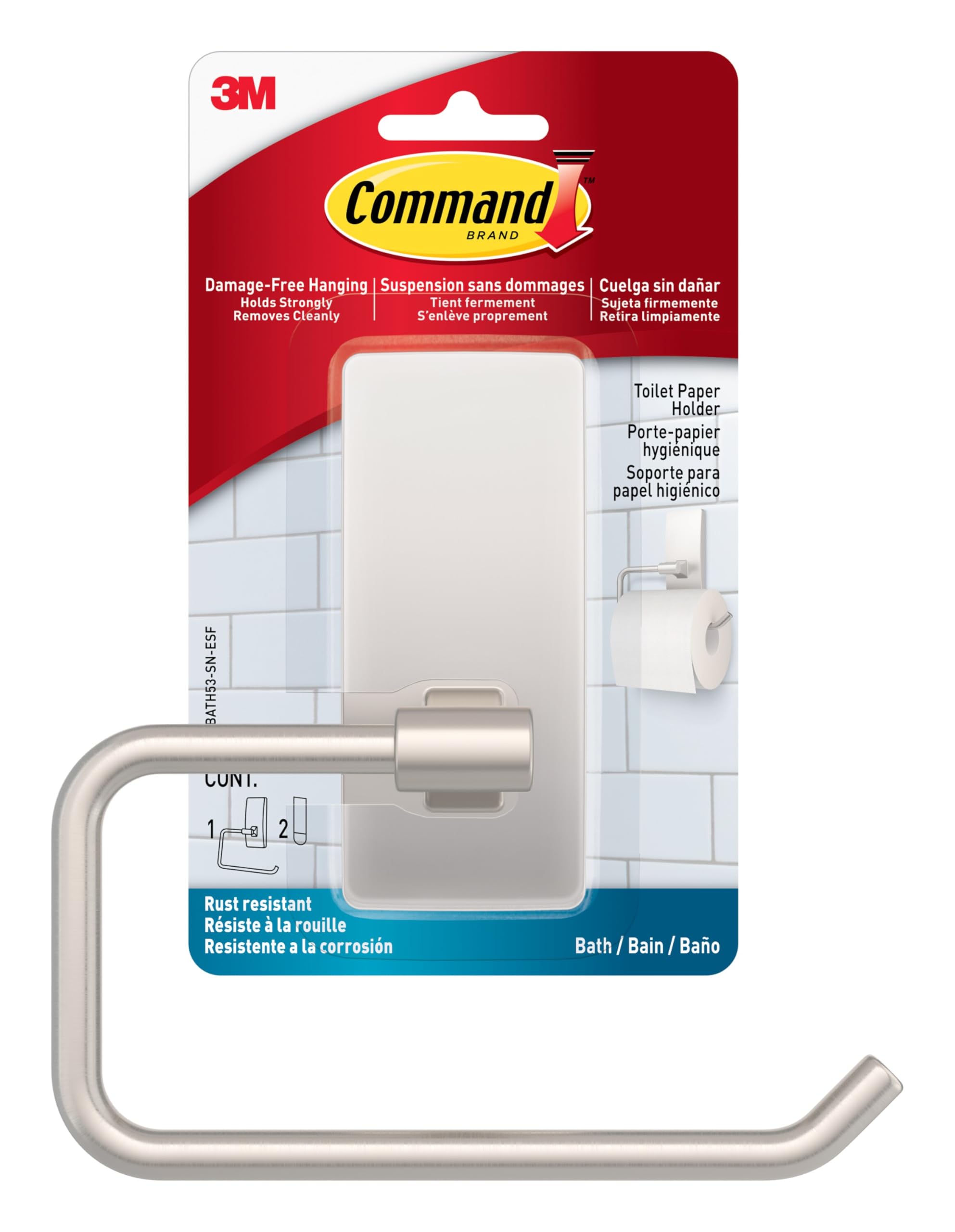 Command Toilet Paper Holder [Removable]: 1 Holder (Satin Nickel)