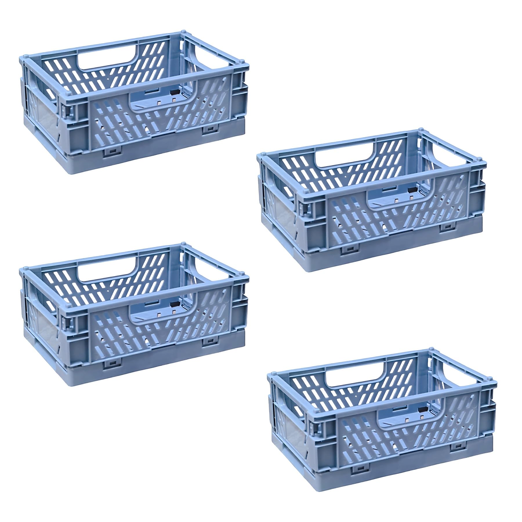 EURXLQ Foldable Storage Basket,Plastic Storage Basket,Stackable For Kitchen,Bedroom (Blue, 15×10×6cm/4 Pack) — image 1
