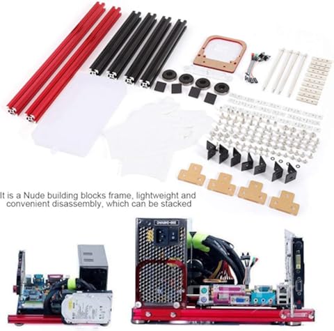 Estuche para computadora de marco abierto de bricolaje, estuche M-ATX de desmontaje de aleación de aluminio 20 * 20, con ranura para tarjeta extendida PCI de 4 piezas, posición de disco duro extendido