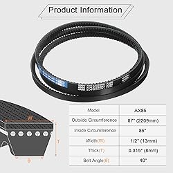 uxcell 4Pcs AX85 EPDM V-Belt, Raw Edge Cogged