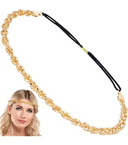 Amazon.com : Mia Metal Chain Headwrap, 2 in 1 Hair Accessory 