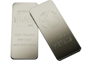 1 Pound Molybdenum Bar Paperweight Bullion with Element Design .999 Pure Molybdenum | Made in USA by Unique Metals