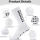 Zuimei 4 Pairs Non Slip Football Socks White L Grip Dots 85% Polyester view 4