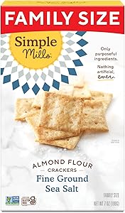 Simple Mills Almond Flour Crackers, Family Size, Fine Ground Sea Salt - Gluten Free, Vegan, Healthy Snacks, 7 Ounce (Pack of 