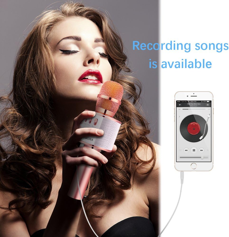 Ankuka Bluetooth Karaoke Microphone, Handheld Wireless Singing Karaoke Machine Speaker, Portable Mic Player for Christmas Birthday Home Party: Musical Instruments