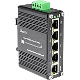 Hereta Mini Industrial 5 Port Gigabit Switch Ethernet Switch,Unmanaged Network Switch Ethernet Hub with 5 x RJ45 Port 10/100/1000Mbps,12~48VDC,Din-Rail, Wall Mountable