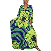Bsubseach Women Floral Print Kaftan Dresses Plus Size Bathing Suit Cover Up Moo Moos Caftan Beach Dress for Swimwear Summer