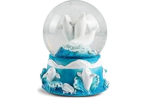 Elanze Designs Beluga Whales Tabletop Dresser Nightstand Figurine Decoration 100MM Sturdy Glitter Water Wind Up Musical Snow Globe Plays Tune Let Me Call You Sweetheart
