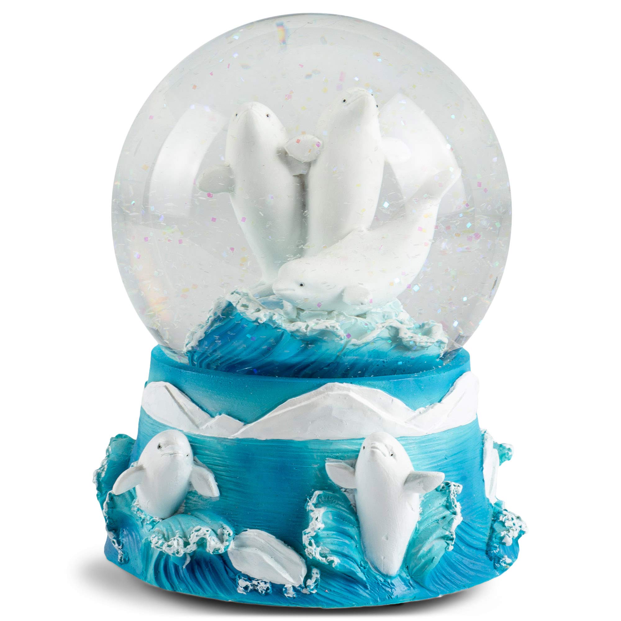 Elanze Designs Beluga Whales Tabletop Dresser Nightstand Figurine Decoration 100MM Sturdy Glitter Water Wind Up Musical Snow Globe Plays Tune Let Me Call You Sweetheart