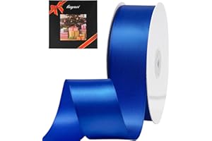 LIUYAXI Blue Stain Ribbon, 2" X Continuous 50 Yards, Double Faced Fabric Ribbon Perfect for Gift Wrapping Wedding Birthday Party Chair Sash Christmas Hair Floral Craft Sewing