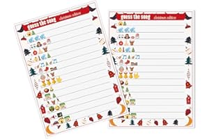 Christmas Party Game - 25 Player Cards and 1 Answer Card for Trivia and Song Guessing Games for Families and Parties