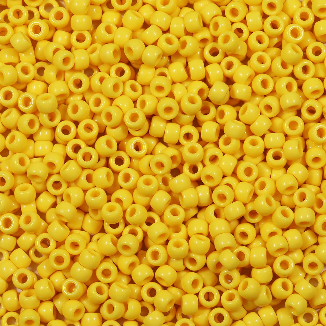 Bala&Fillic Size 6x9mm Yellow Pony Beads with Smooth Surface Total 1000pcs Craft Pony Beads for Making Bracelets (Yellow)
