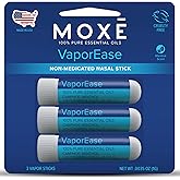 MOXE VaporEase, Portable Nasal Inhaler On-The-Go, Non-Medicated, Made in USA, Soothing and Refreshing Vapors, Menthol Scent, 3 Pack