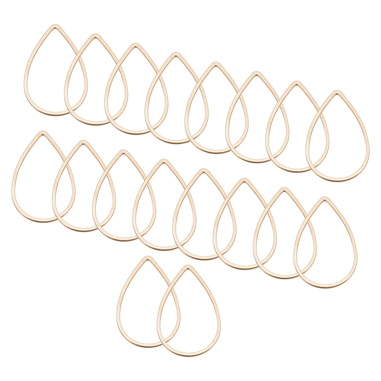 PATIKIL Beading Hoop Earrings, 30 Pcs Teardrop Beading Findings Copper Hoop Earring for DIY Crafts Making Earring Necklace Making(22x14mm, Rose Gold)