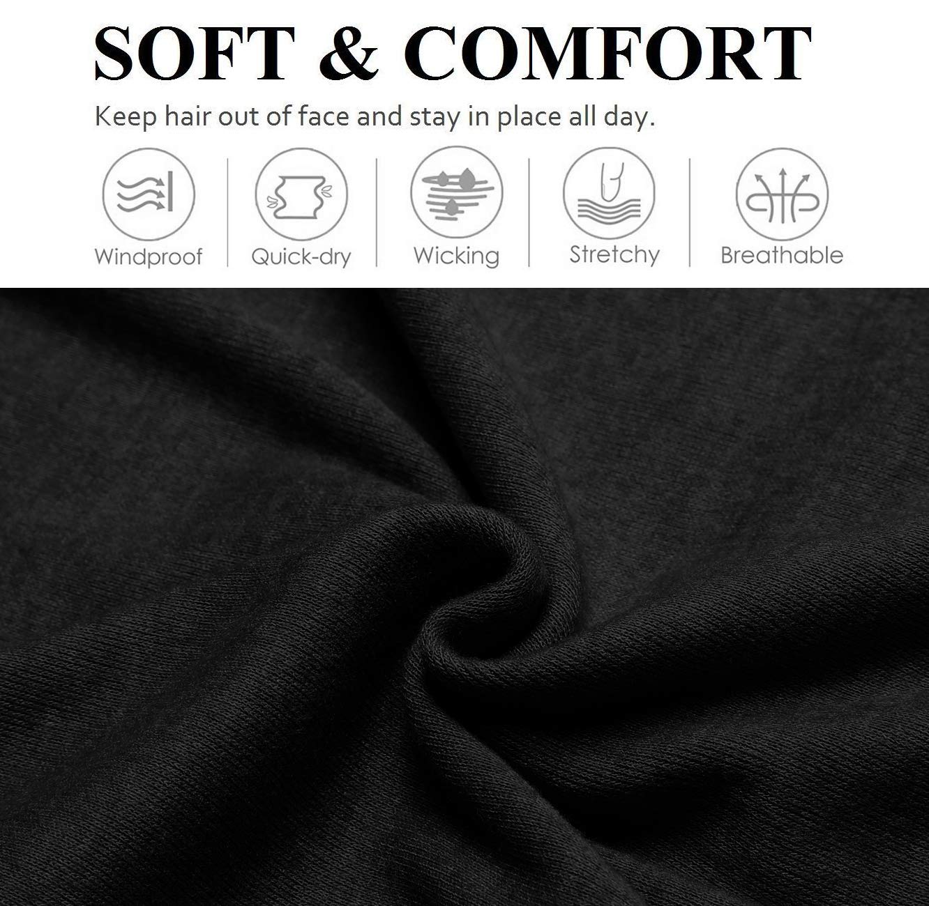 Huachi Headbands for Women Non Slip 16 Pack Elastic Sports Hair Bands for Women, Soft Cotton Cloth Headband for Workout Yoga Fashion Hair Accessories, Black White Gray Trendy Head Bands