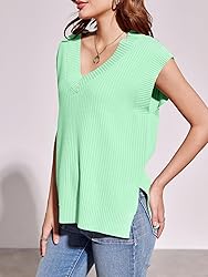 Saodimallsu Womens V Neck Sweater Vest Oversized