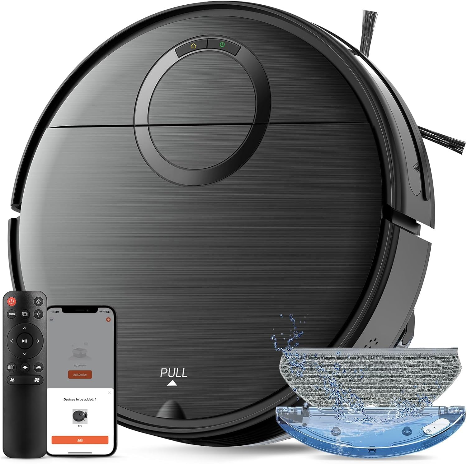 UMMUND Robot Vacuum and Mop Combo, 2 in 1 Mopping Robotic Vacuum Cleaner with Schedule, Wi-Fi/App/Remote, Strong Suction, Self-Charging, Slim, Ideal for Hard Floor, Pet Hair, Low-Pile Carpet