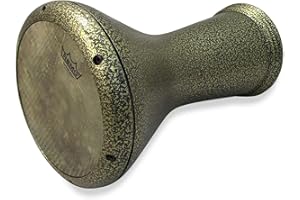 17" Percussion" Gawharet El Fan Pro Metal Darbuka Drum Doumbek (Gold + Fish Skin)