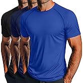 Huukeay 3 Pack Men's Short Sleeve Swim Shirts, UPF 50+ Rash Guard Tees Quick Dry Lightweight Fishing Running Hiking T-Shirts