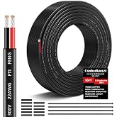 22 Gauge Wire 2 Conductor Electrical Wire, 22 AWG Wire Stranded PVC Cord, 12V Low Voltage/Oxygen-Free Tinned Copper/Flexible 22/2 Cable for Automotive Marine LED Strips Lamps Lighting (30FT/ 9M)