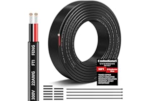 OUDUDIANZI 22 Gauge Wire 2 Conductor Electrical Wire, 22 AWG Wire Stranded PVC Cord, 12V Low Voltage/Oxygen-Free Tinned Copper/Flexible 22/2 Cable for Automotive Marine LED Strips Lamps Lighting (30FT/ 9M)