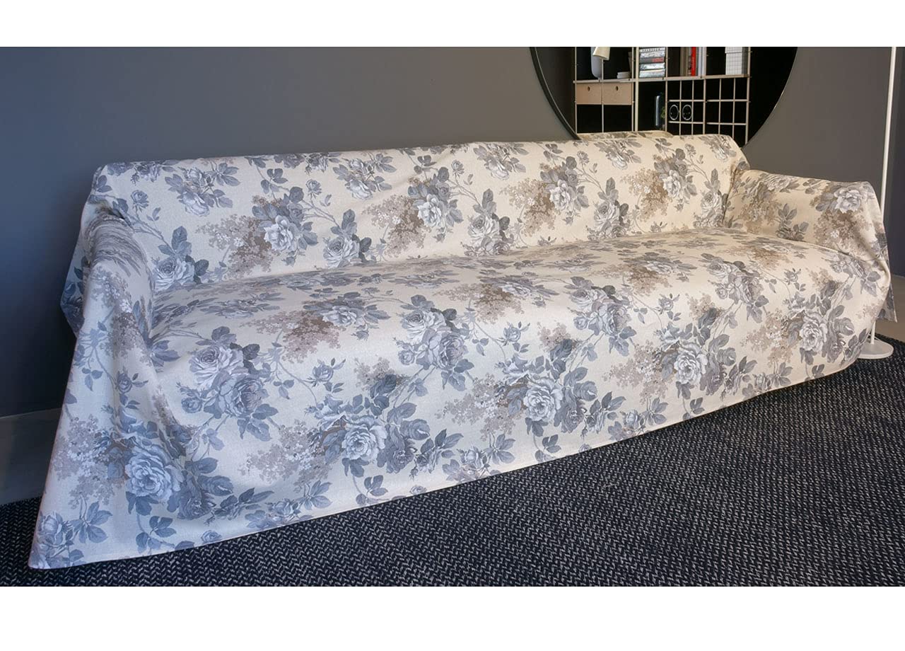 BIANCHERIAWEB Granfoulard 100% Cotton Sofa Throw or Bedspread Marta Grey