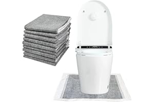 LAIAMER 25 Pack Disposable Toilet Mats Absorbent Toilet Floor Protector from Urine U-Shape Toilet Training Rug Waterproof Non-Slip Bathroom Potty Training Mats Toilet Commode Mat for Children Adult (Gray)
