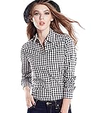 Tortor 1Bacha Women's Gingham Long Sleeve Button Down Plaid Shirt