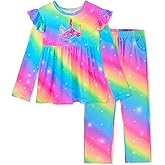 Nidoul Girls Pajamas Long Sleeve, Unicorn Pajamas Set Toddler Pjs PJ Sleepwear Casual Wear for Kids 3-10 Years
