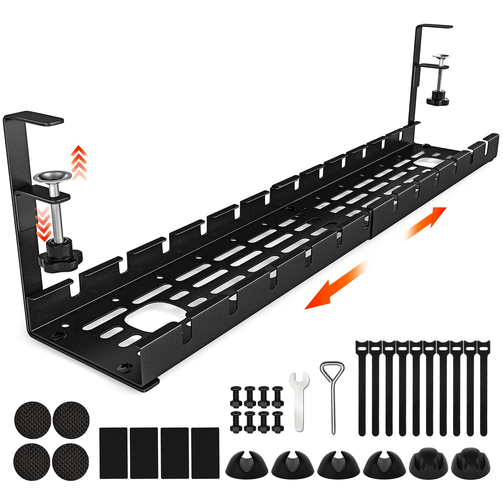 Photo 1 of Shikha Cable Management Under Desk, 15.7"-31" Retractable Cable Management Tray, No Drilling Cord Organizer with Clamp for Desk, Under Table Wire Management Tray for Home Office