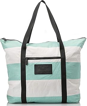 striped tote bag with zipper