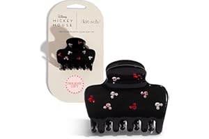 Kitsch & Mickey/Minnie Hair Claw with Rhinestones, Cute and Elegant Claw Clips for Girls, Great for All Hair Types, Recycled Plastic | Ideal Gifts for Women - 1pc (Black)