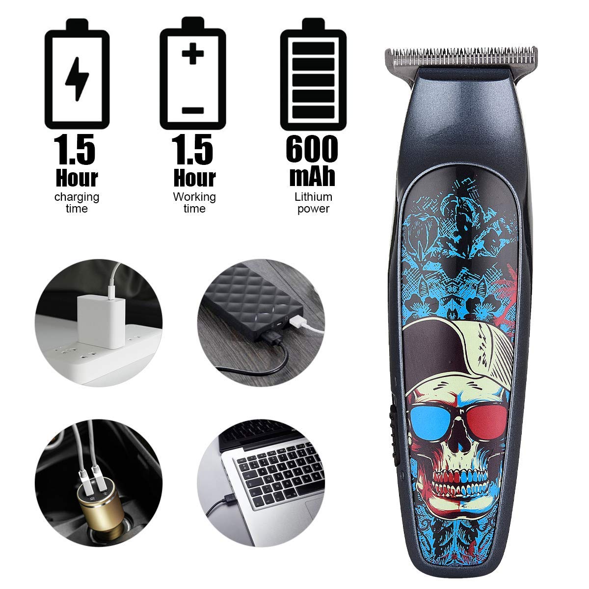 BESTBOMG Beard Trimmer for Men, Hair Clippers, USB Rechargeable Beard Shaver Mustache Grooming Kit for Contouring/Shaving/Sculpting/Trimming (T Outliner-2)