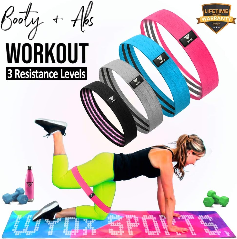 Booty Band - Resistance Bands Set, Non-Slip Fabric Resistant Fitness Workouts Exercise Bands for Women Glute Butt and Legs | Men Home Gym Equipment for Workout | Loop Resistence Band