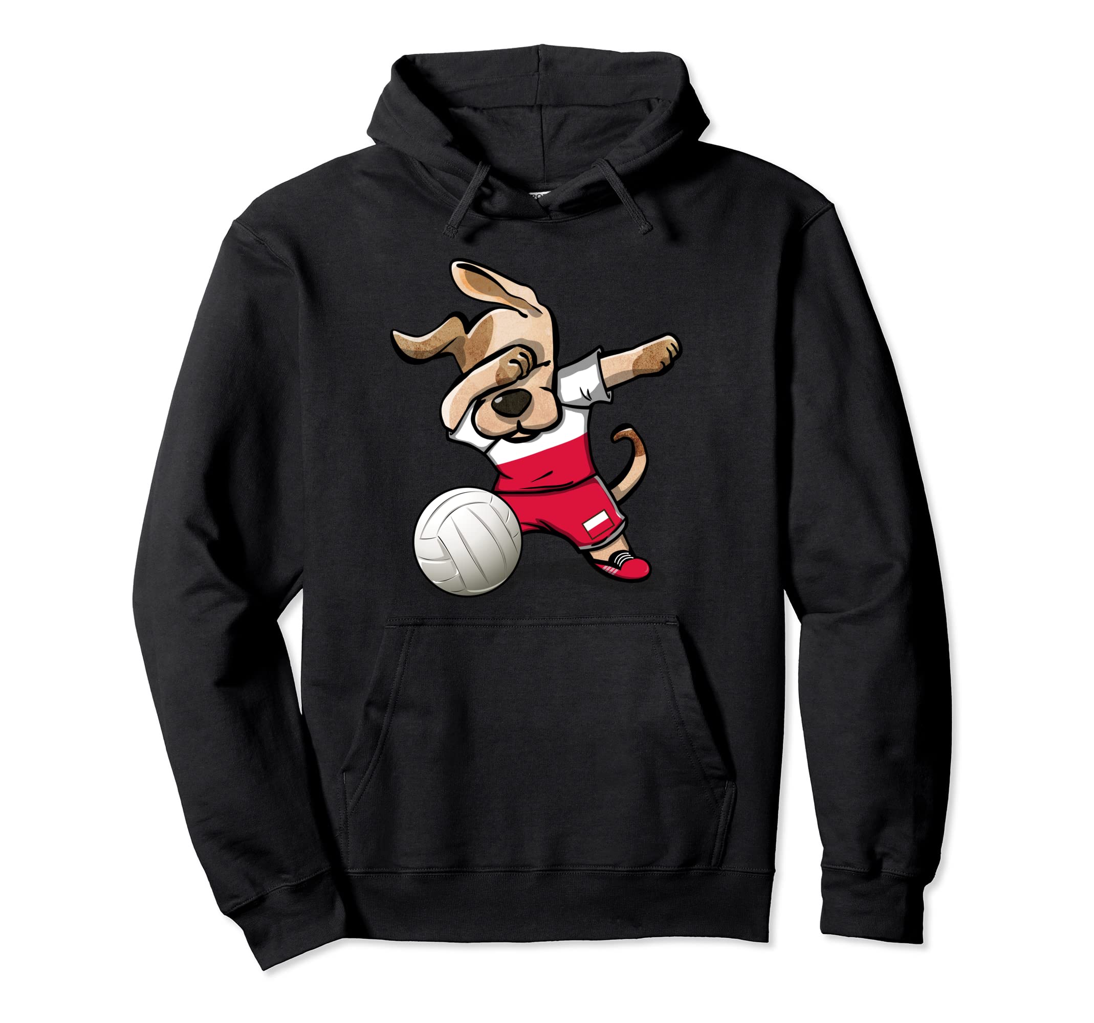 Funny Dabbing Dog Proud Poland Volleyball Lovers Polish Flag Pullover Hoodie