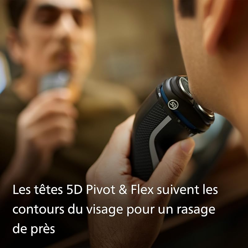 Electric Shaver Series 3000 - rasoir électrique Wet & Dry pour hommes avec technologie SkinProtect, couleur Noir, tondeuse rétractable, rasoir sans fil avec housse de voyage (modèle S3241/12)