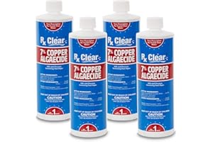 Rx Clear 7% Copper Algaecide | Kills and Prevents Algae for In-Ground and Above Ground Swimming Pools | Safe Formula for Swimmers | One Quart Bottles | 4 Pack