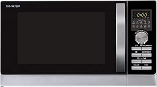 Sharp R843INW 3-in-1 Mikrowelle mit Heißluft, Grill und Konvektion/ 25 L / 800 W / 1000 W Grill / 2500 Konvection / 10 Automatikprogramme / Pizza-Programm / Metalldrehteller (30 cm) / Silber