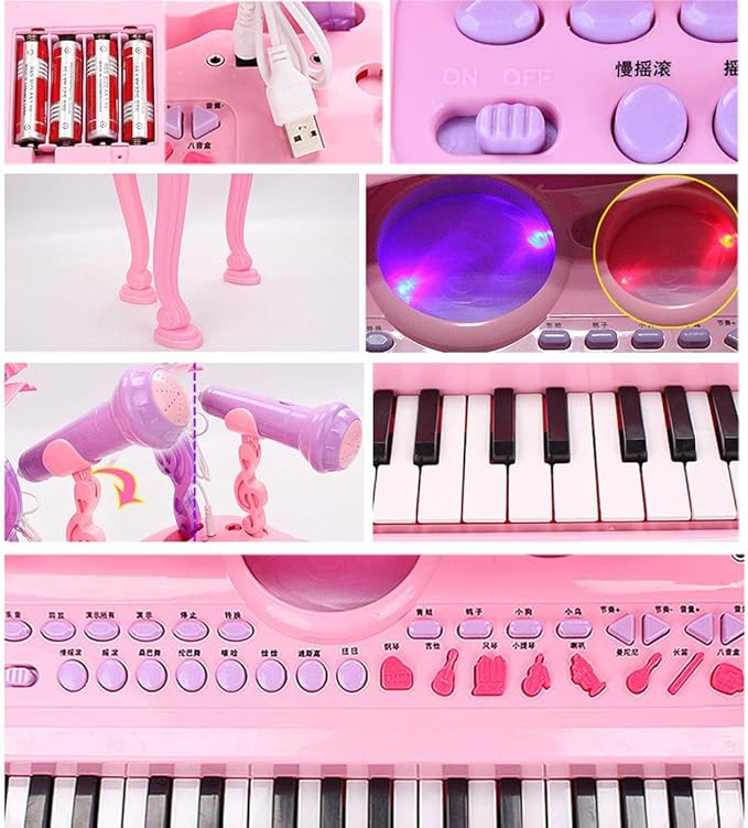 Rose Seciie Piano Pour Enfant Avec Microphone 37 Touches Jouet Piano Clavier Avec Instrument De Musique Electronique Educationnel Avec Microphone De Cadeau D Anniversaire Pour Bebe Jeux Et Jouets Instruments De Musique