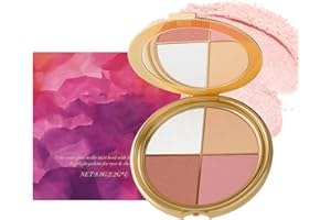 Eye & Cheek Palette – Eyeshadow and Highlighter Makeup, Face Highlighter Palette for Women, Multitasking Blush, Highlighting Eye & Cheek Palette, 4-In-1Makeup Palettes Kit, Natural Glow Contour Powder