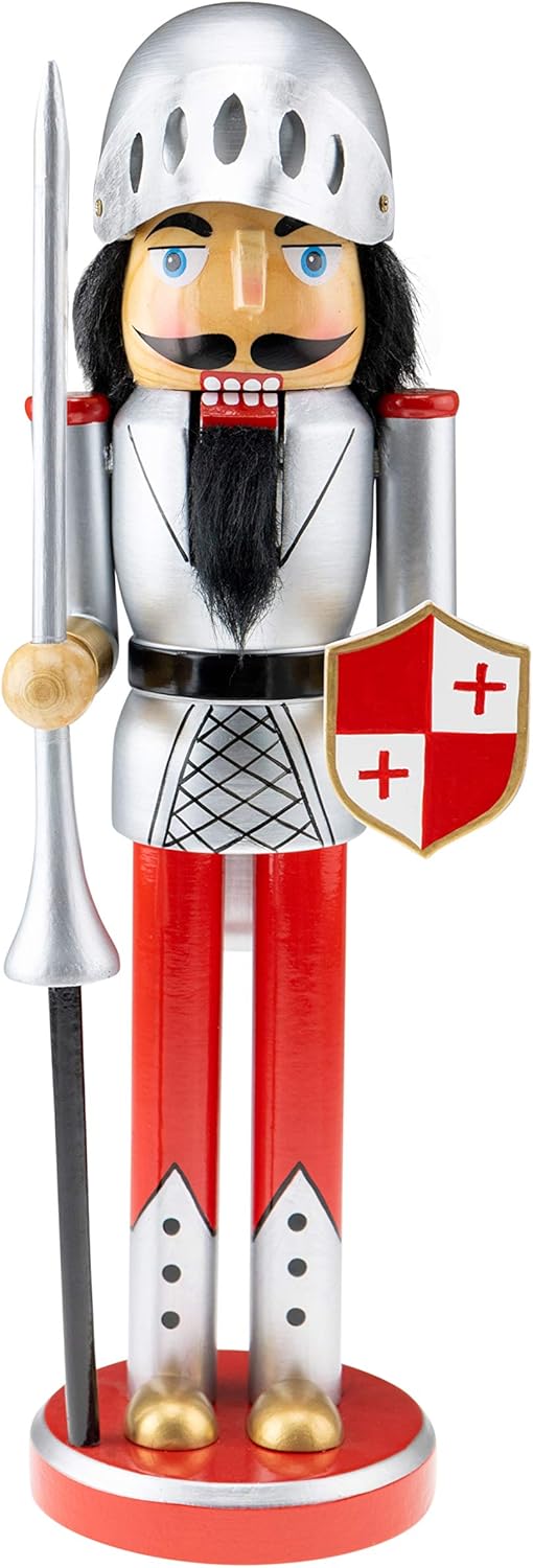 Nutcrackers - Clever Creations Knight 14 Inch Traditional Wooden Nutcracker, Festive Christmas Décor for Shelves and Tables