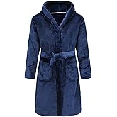 ECGK Boys Fleece Robe, Hooded Toddler Soft Fuzzy Bathrobe for Kids 2-16 Years