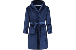 CJMJXPH Kids Toddler Boys Girls Fleece Robe Soft Hooded Bathrobe Pajamas Sleepwear 2-16 Years
