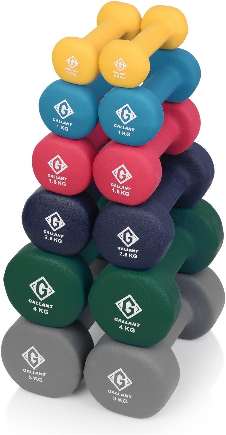 Gallant Neoprene Hand Weights Excellent Dumbbells Pair Weight Set | 1kg 2kg 3kg 4kg 5kg 8kg 10kg | Sold in Pairs - Combined Weight of Each Dumbells | 0.5x2=1kg 1x2=2kg 1.5x2=3kg 2.5x2=5kg Men Women