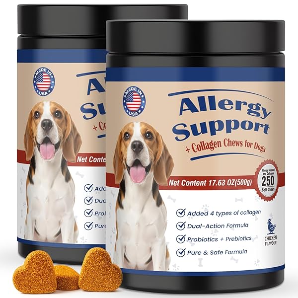 FXZRQJ PET ALLERGY RELIEF CHEWABLE TABLETS,500COUNT NATURAL COLLAGEN...