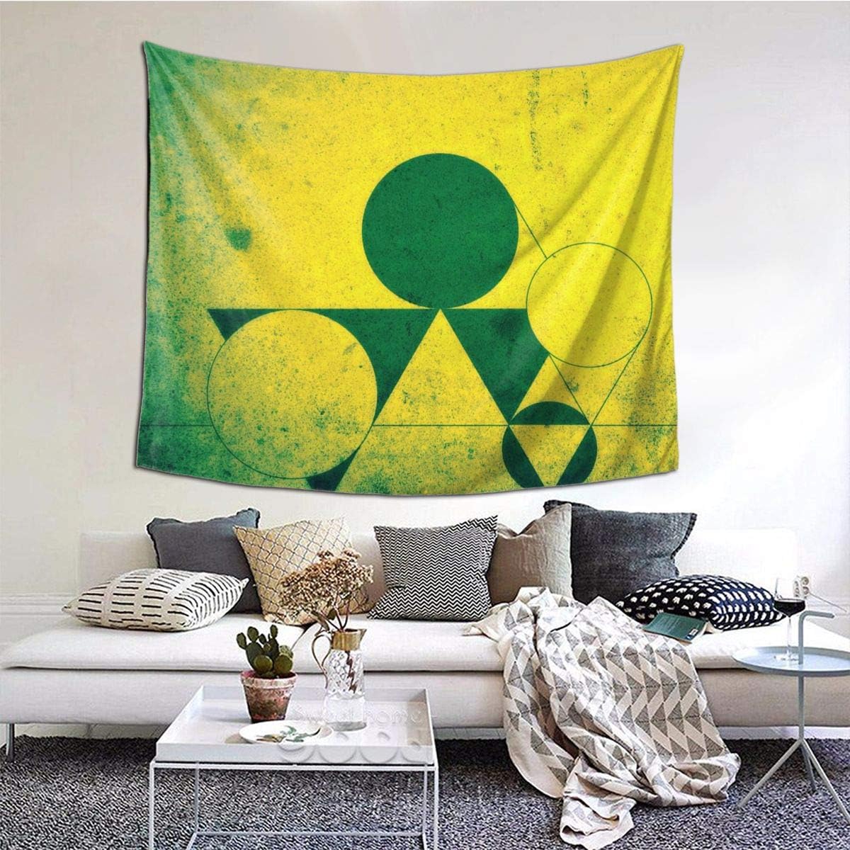 Geometry Pattern Wide Wall Dector Tapestry, Luxury Wall Hanging Tapestry for Bedroom Living Room 60 X 51 Inch