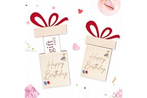 gjulrfu Gift Card Holder, Wooden Gift Card Holder Pull Out, Cute Personalized Surprise Card Holder To Decorate Gifts For Wedding Birthday Note Cards Business Card (Happy Birthday)