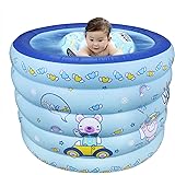 Flycreatベビーバス ベビープール 折りたたみ 赤ちゃん お風呂 スイミング 浴槽 5層に分け 各層バルブ付き 高さ調整できる ふわふわ PVC素材 無臭 水泳 ボールプール 犬 猫 ペットのお風呂 こどもおもちゃ 水遊び 砂遊び 室内外 2WAY SPA 屋内遊具 96cm×96㎝×73㎝ 0ヶ月から使える コンパクト バスタブ ミニプール ブルー
