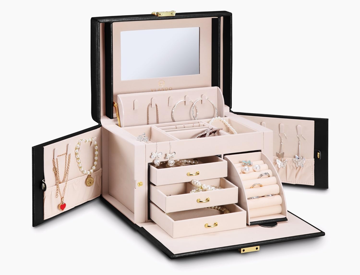 Vlando Faux Leather Jewellery Box Organiser, Fabulous Christmas Gift