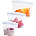 Stasher Premium Reusable Silicone Food Storage Bags, 3-Pack, Clear | Food-Safe Silicone, Eco-Friendly, Reusable Freezer Bags,